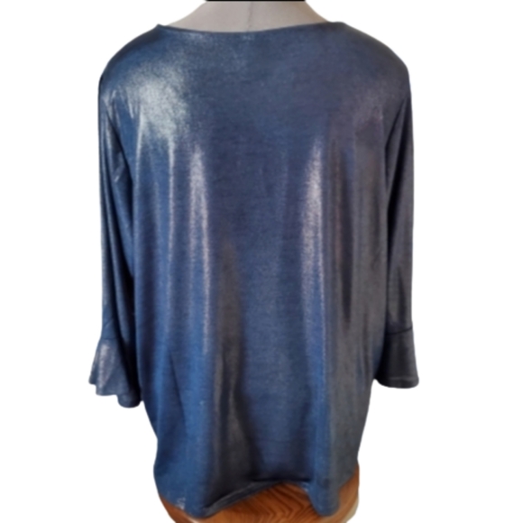 NAVY BLUE SHIMMER ☆ CAGE NECK TOP ☆ 4X ☆ NWT - Picture 6 of 10